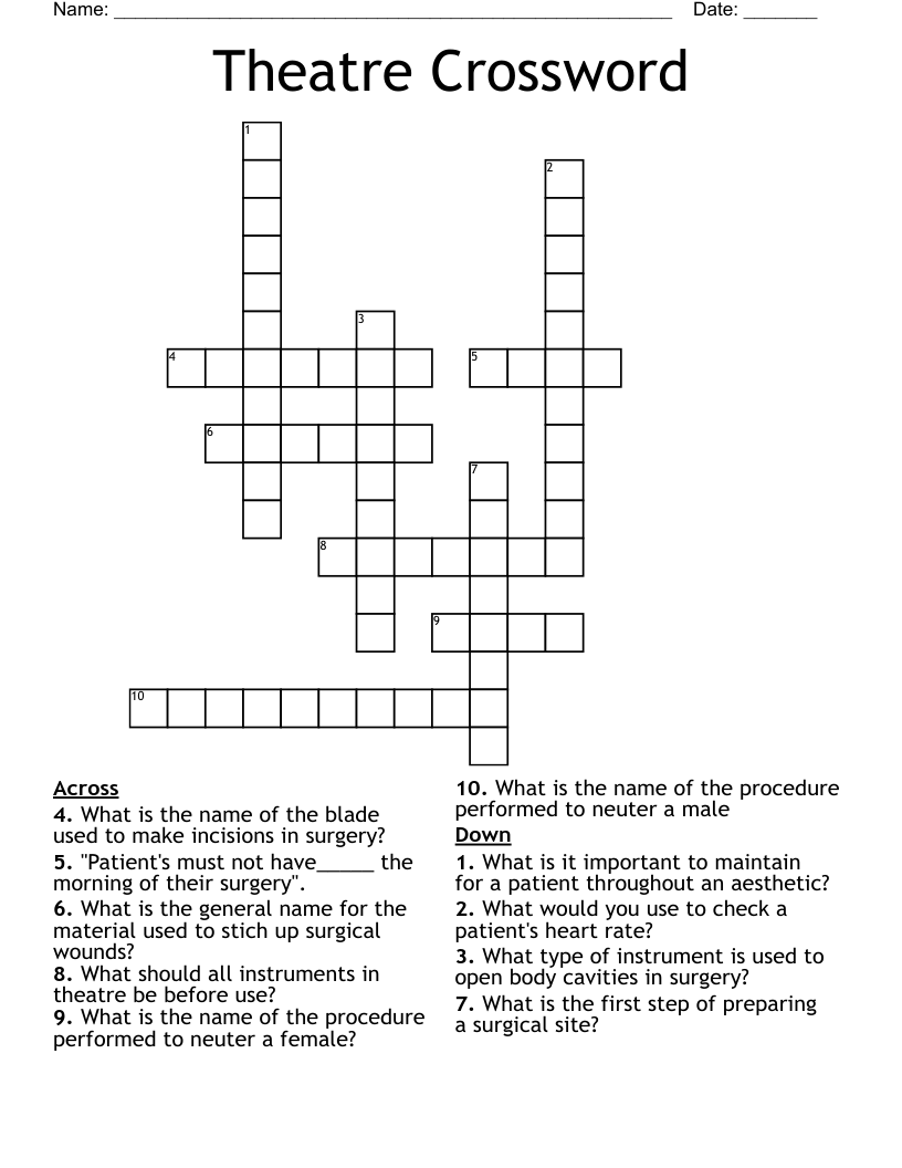 Theatre Crossword
