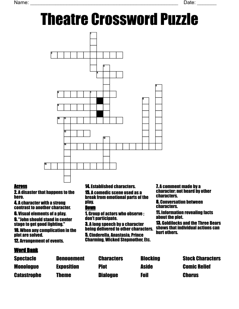 Theatre Crossword Puzzle