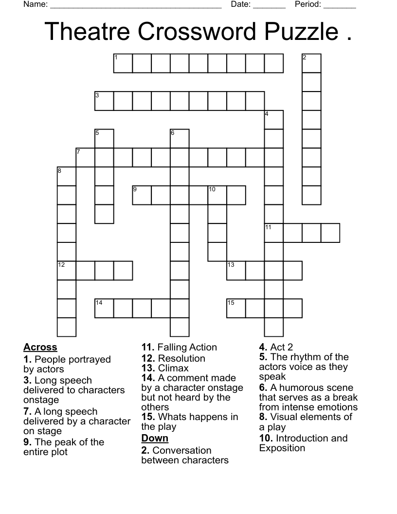 Theatre Crossword Puzzle .