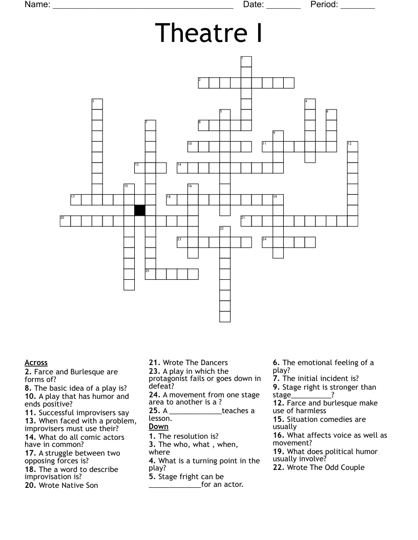Theatre I Crossword