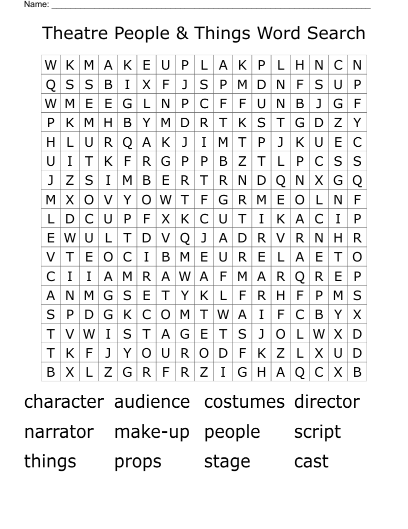 Theatre People & Things Word Search