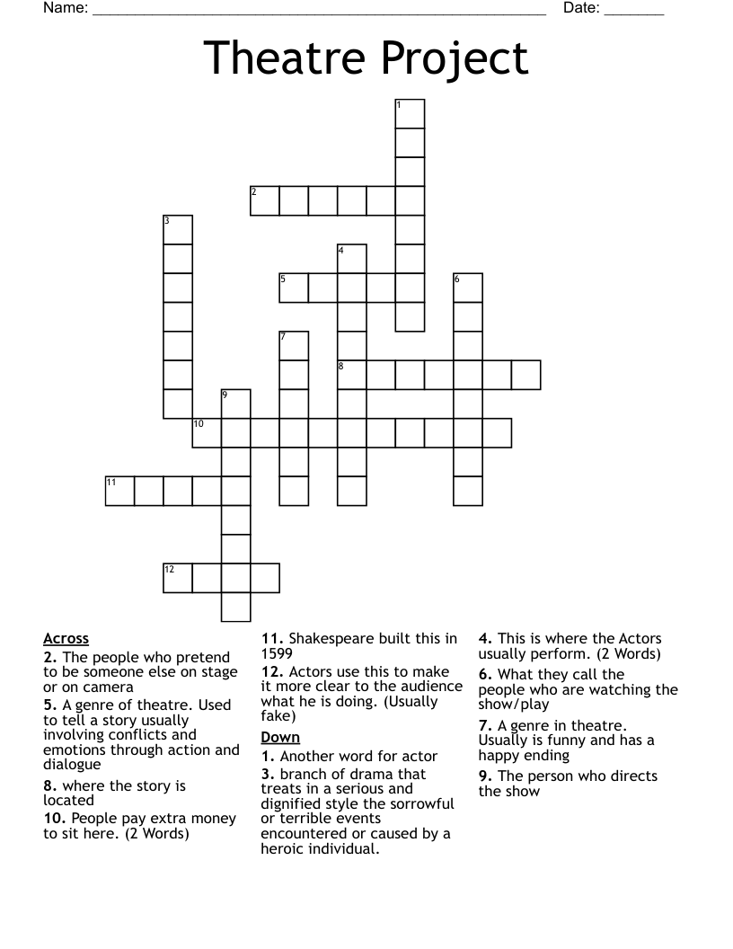 Theatre Project Crossword