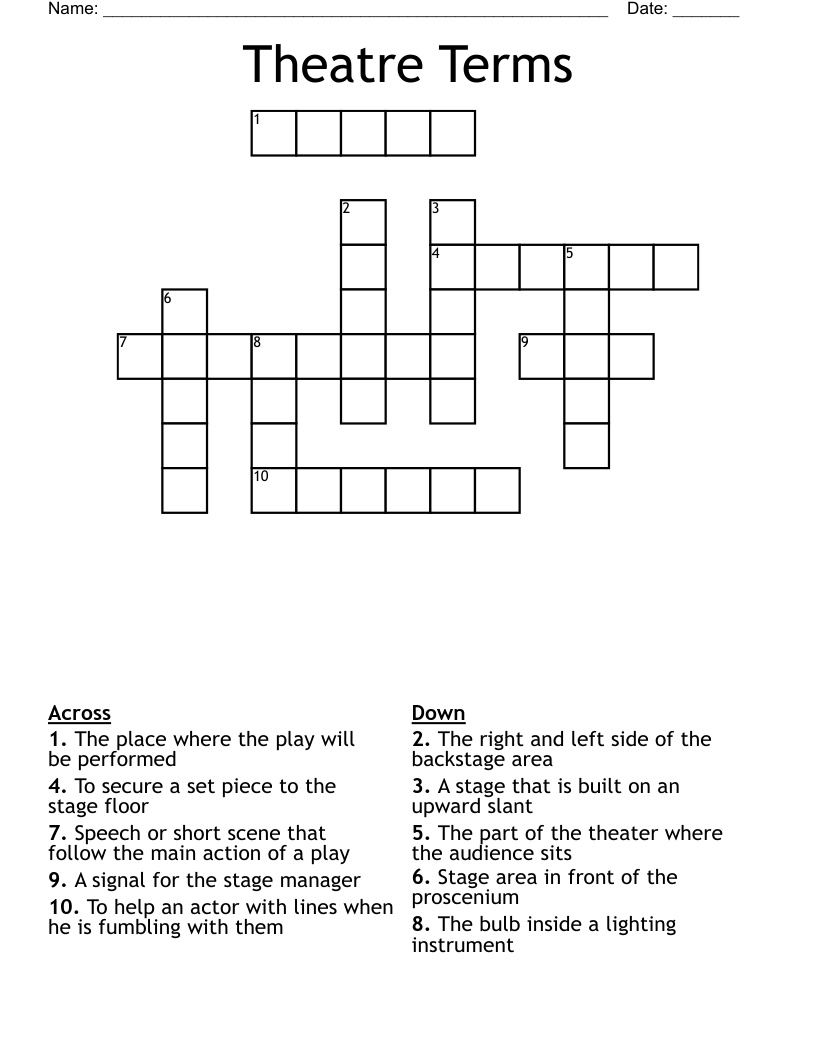 Theatre Terms Crossword