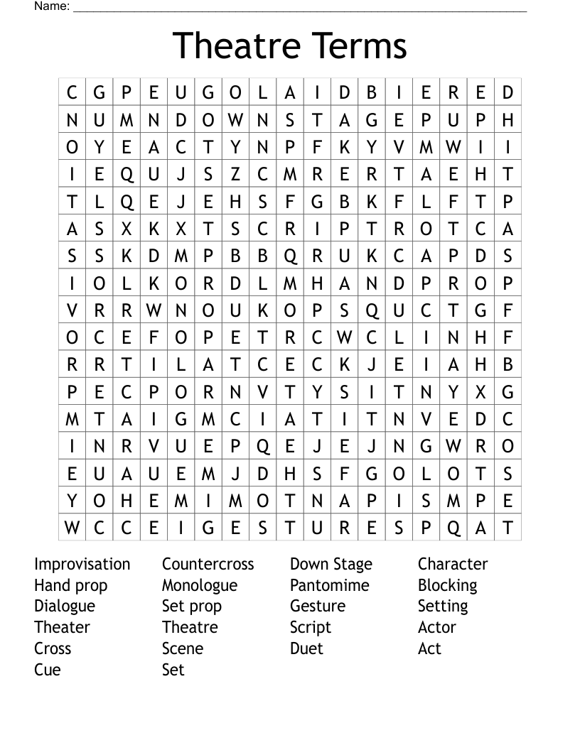 Theatre Terms Word Search