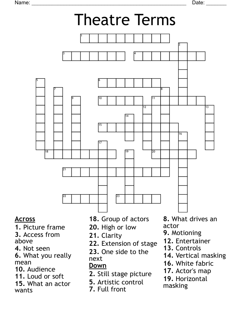 Theatre Terms Crossword
