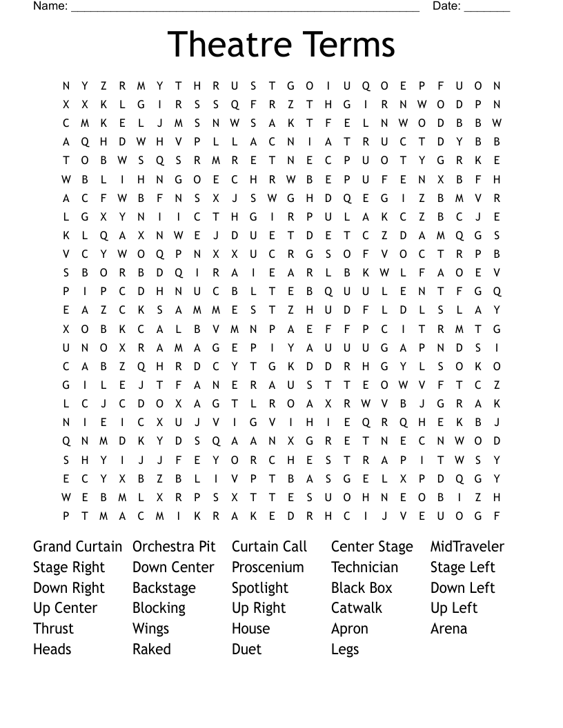 Theatre Terms Word Search
