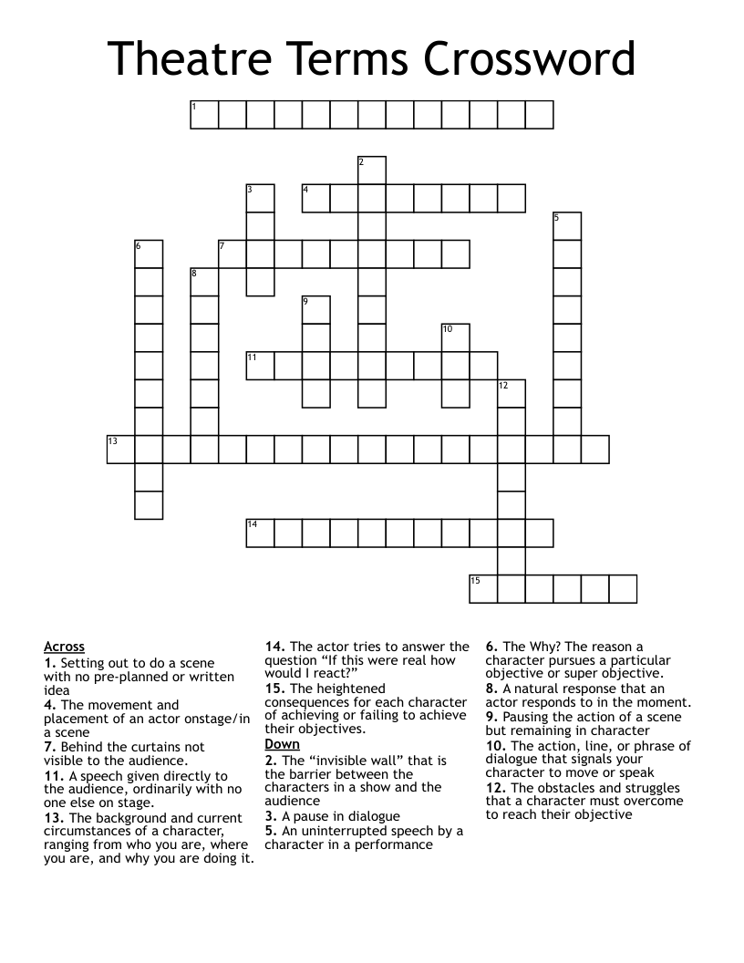 Theatre Terms Crossword