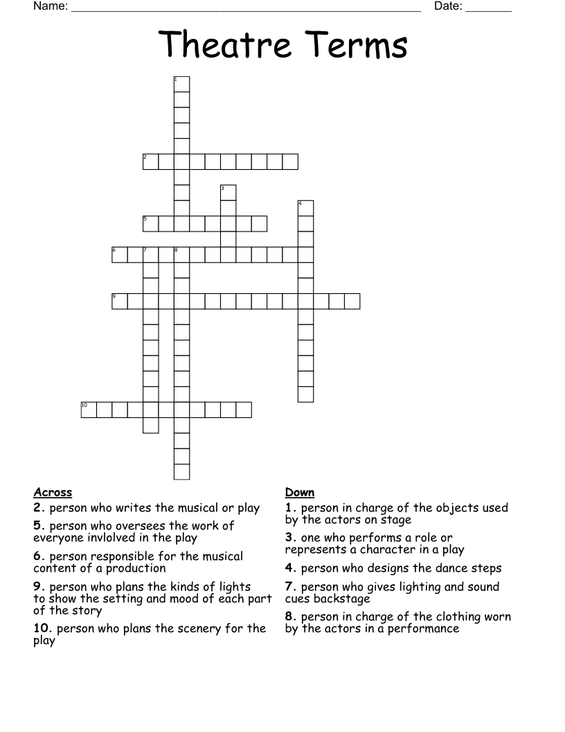 Theatre Terms  Crossword