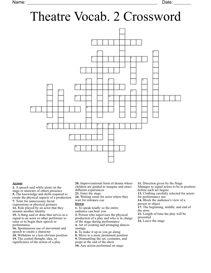 Theatre Vocab. 2 Crossword