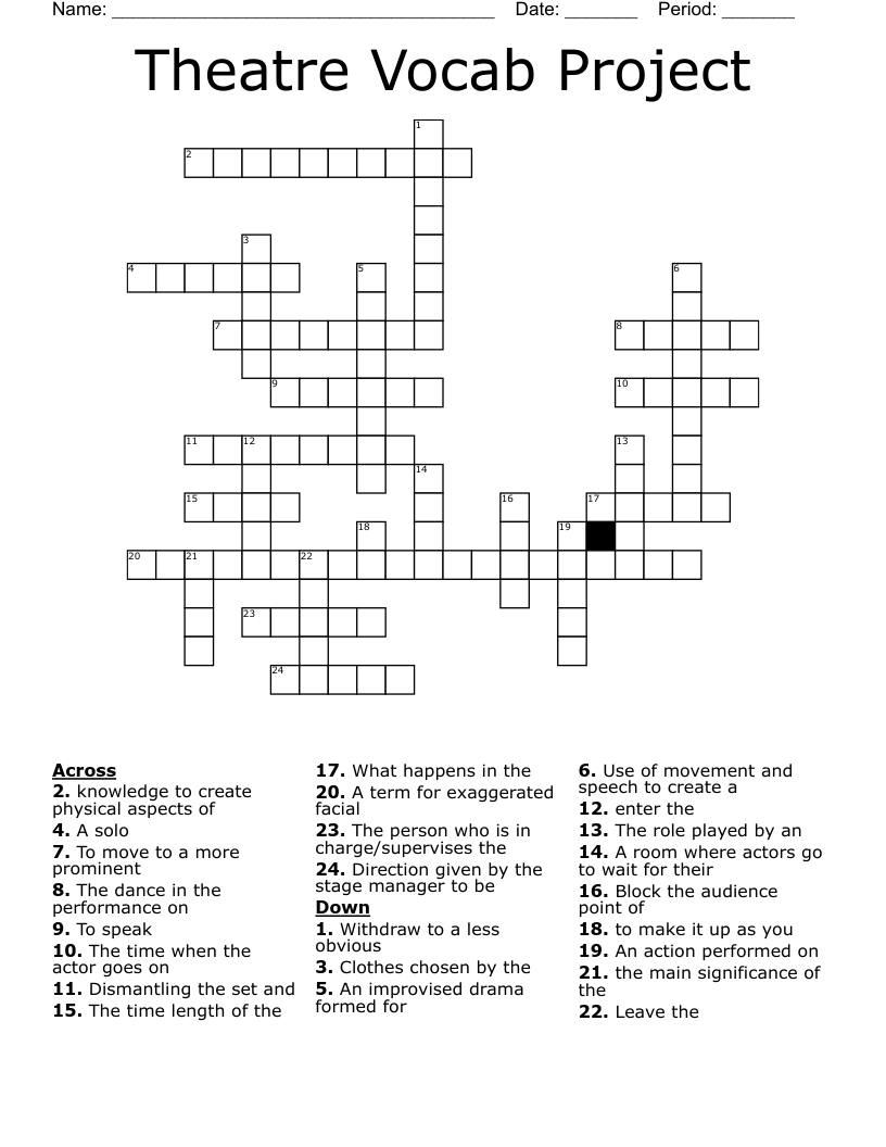Theatre Vocab Project  Crossword