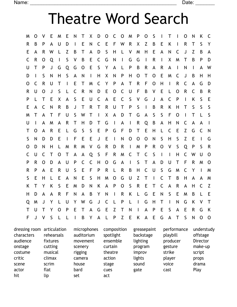Theatre Word Search