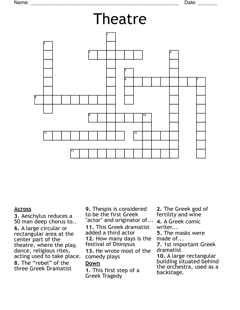 Theatre  Crossword