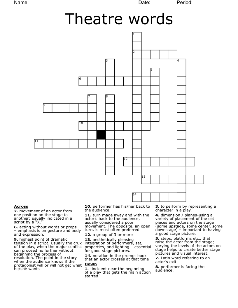Theatre words Crossword