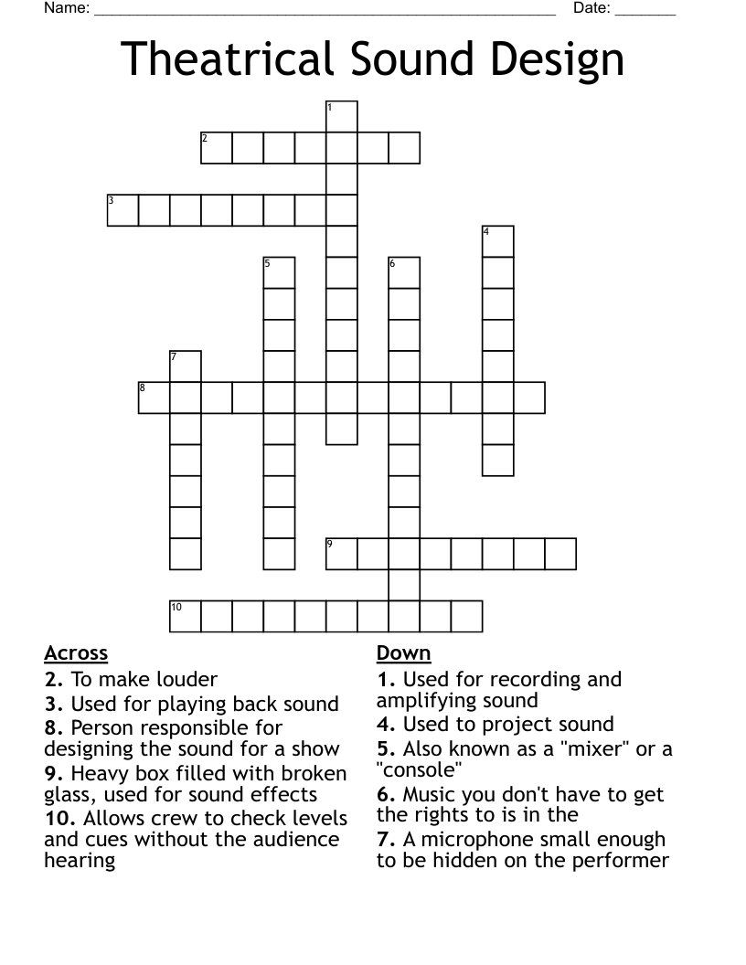 Theatrical Sound Design Crossword