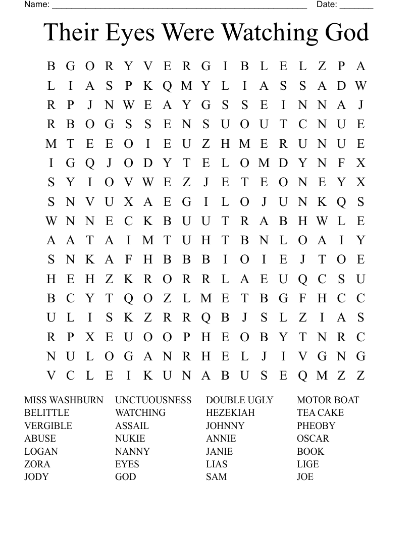 Their Eyes Were Watching God Word Search