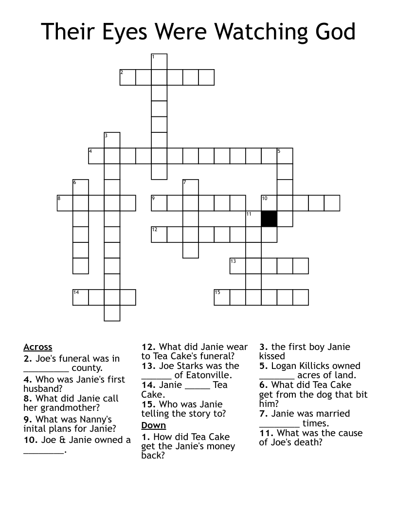 Their Eyes Were Watching God Crossword