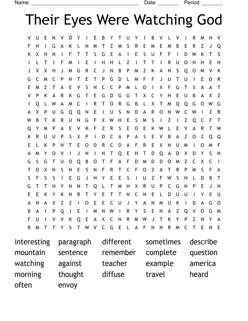 Their Eyes Were Watching God Word Search