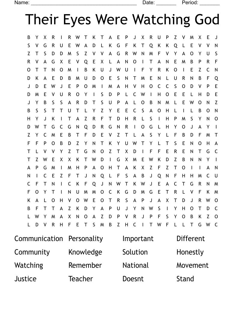 Their Eyes Were Watching God Word Search