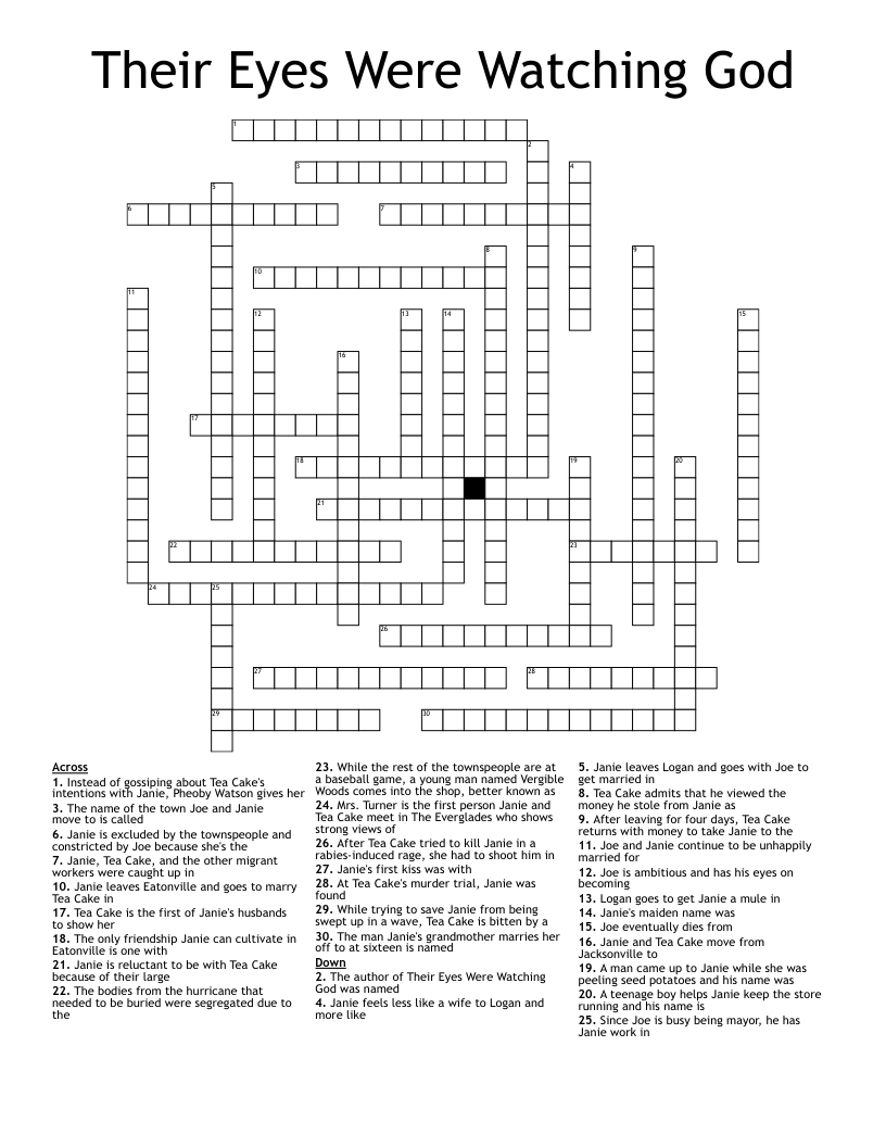 Their Eyes Were Watching God Crossword