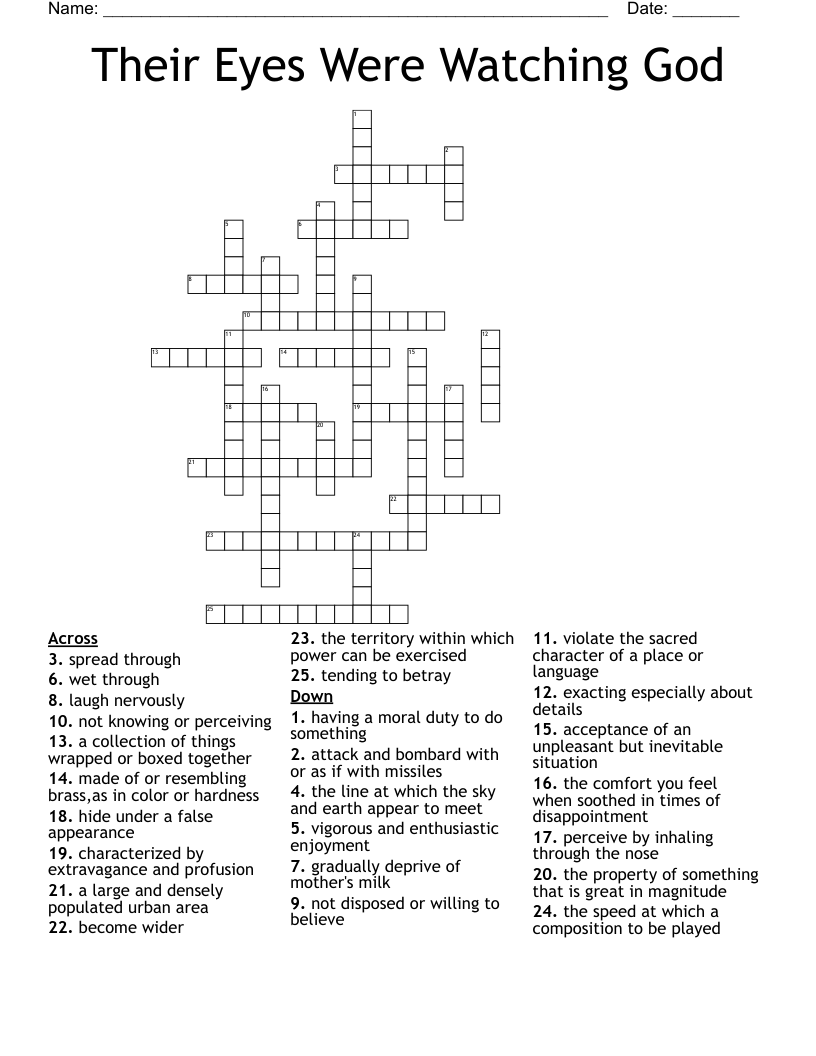 Their Eyes Were Watching God  Crossword