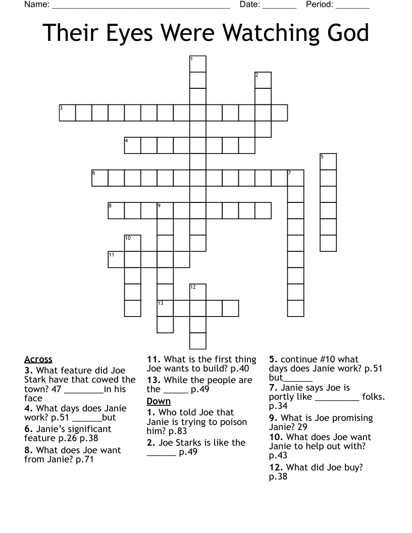 Their Eyes Were Watching God Crossword