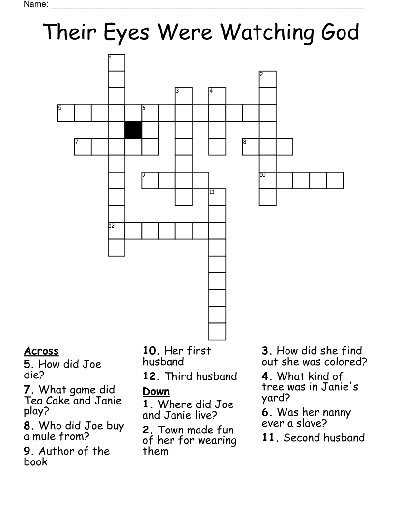 Their Eyes Were Watching God Crossword