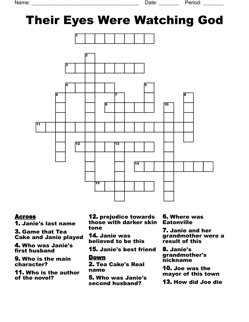 Their Eyes Were Watching God Crossword