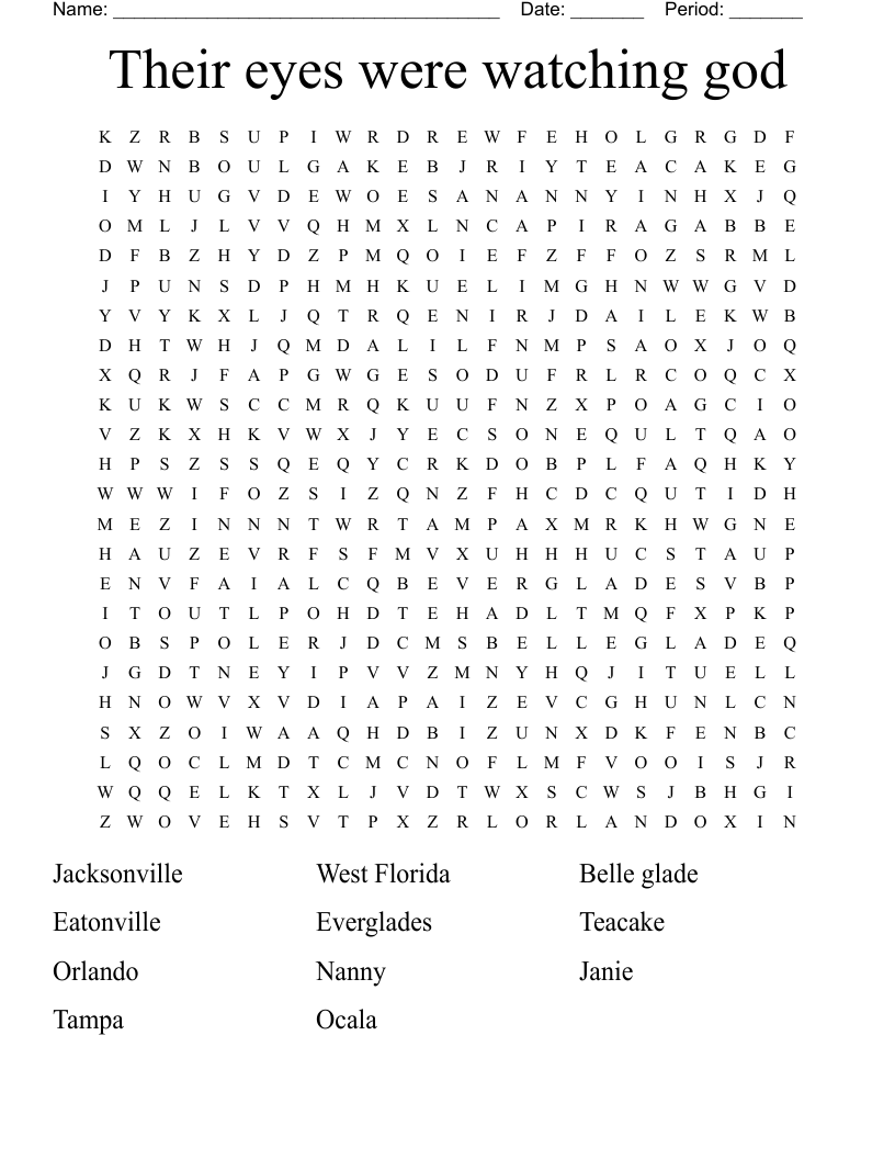 Their eyes were watching god  Word Search