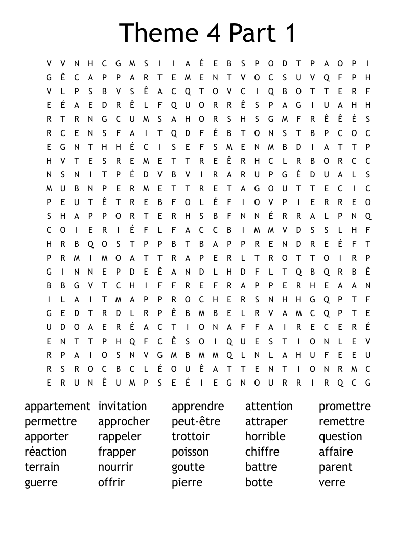 Theme 4 Part 1 Word Search