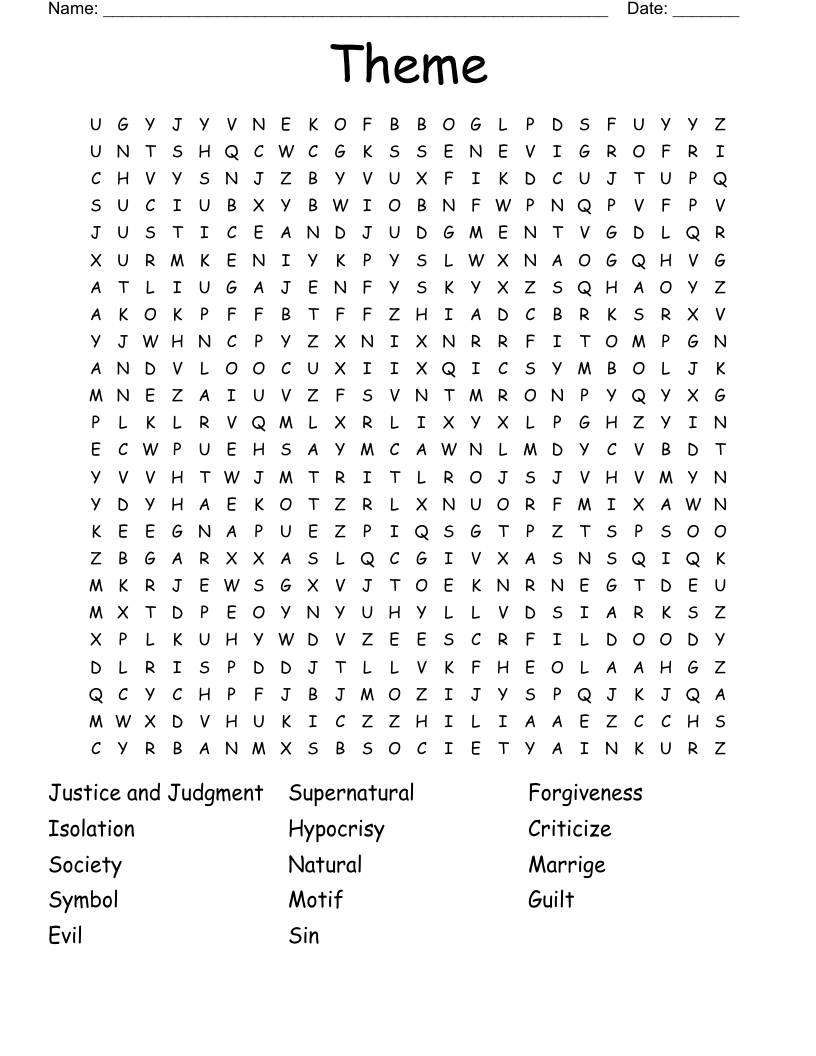 Theme Word Search