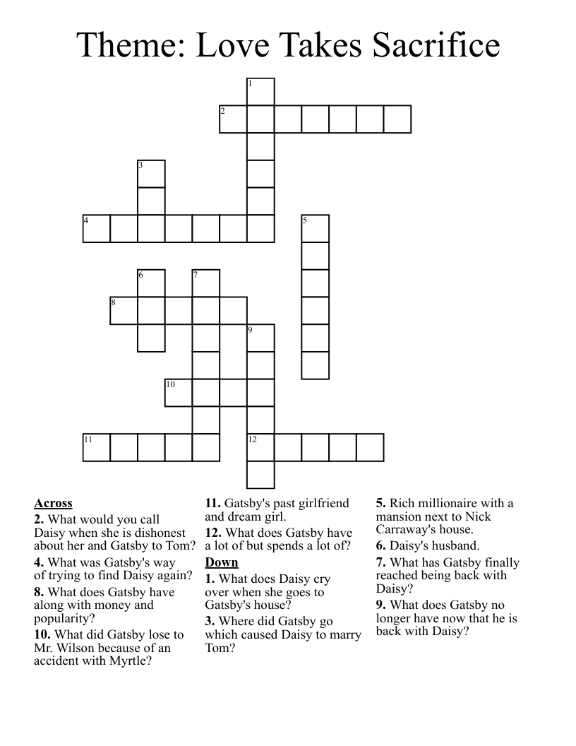 Theme: Love Takes Sacrifice Crossword