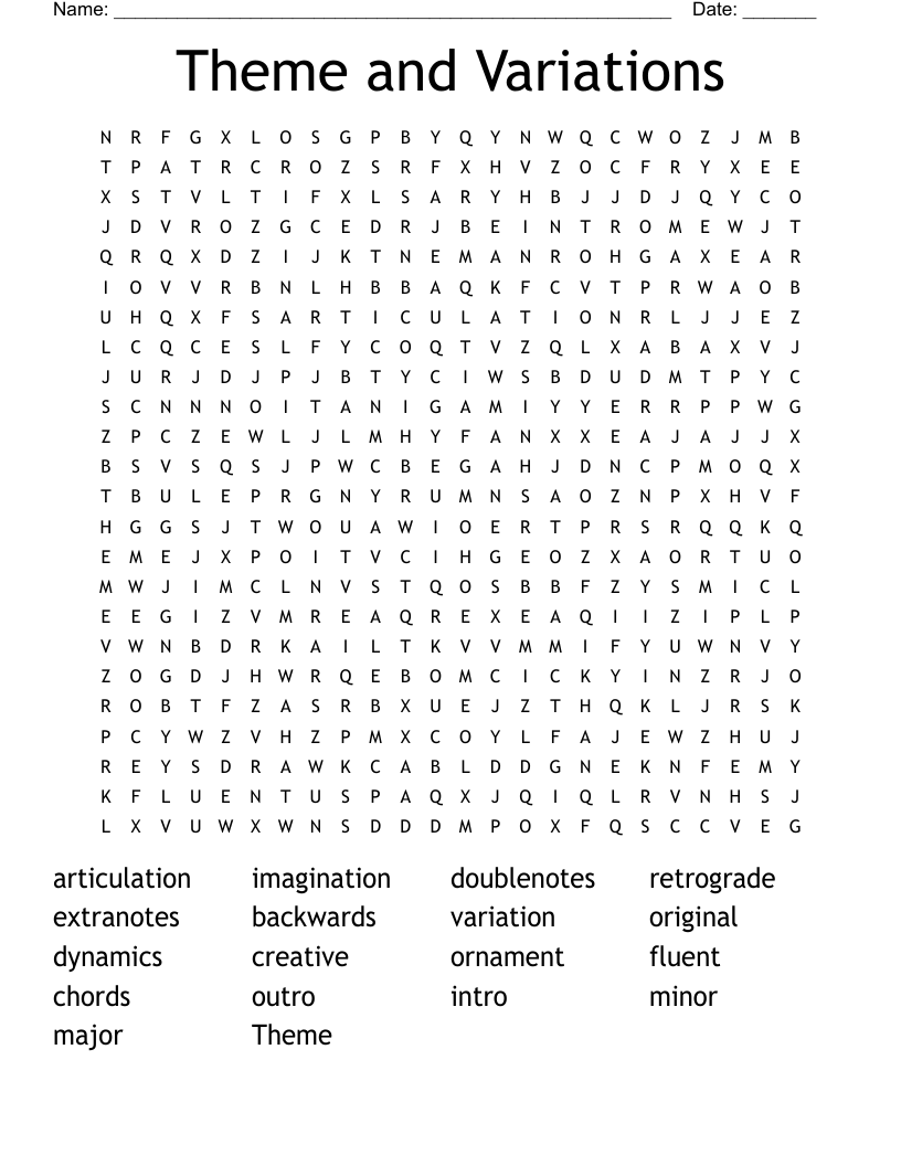 Theme and Variations Word Search