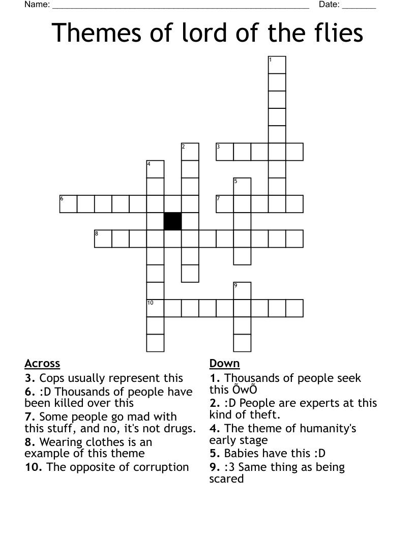 Themes of lord of the flies  Crossword
