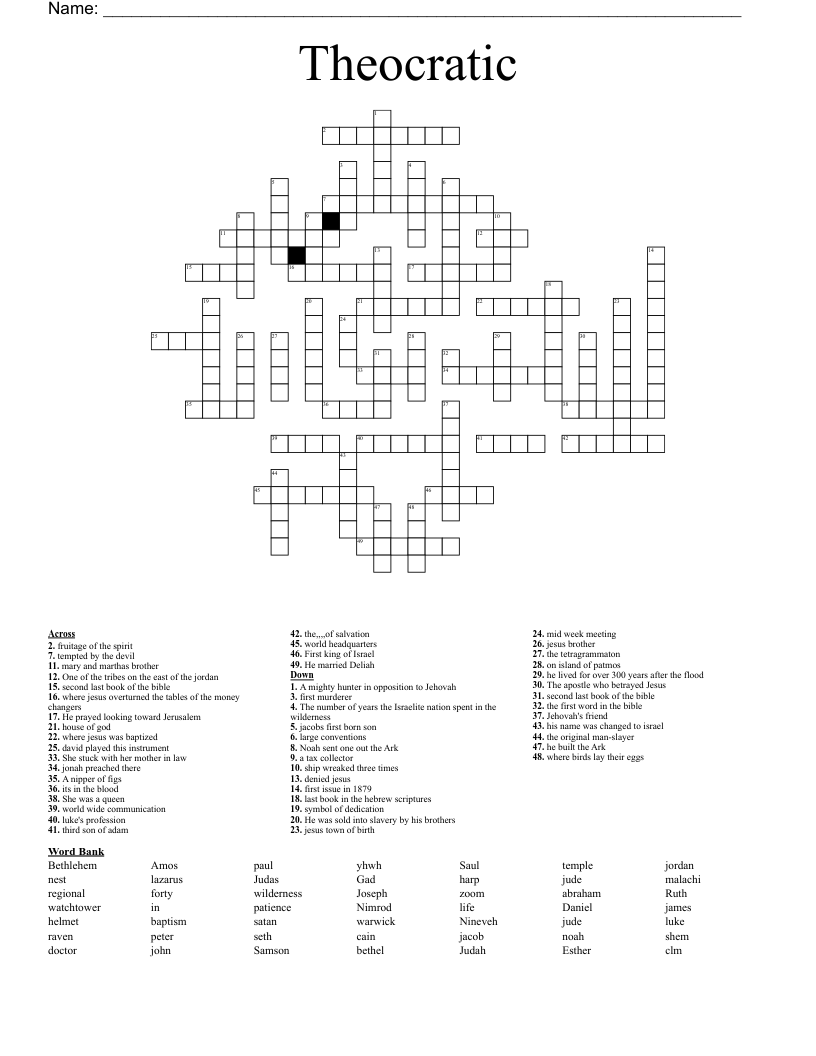 Theocratic Crossword