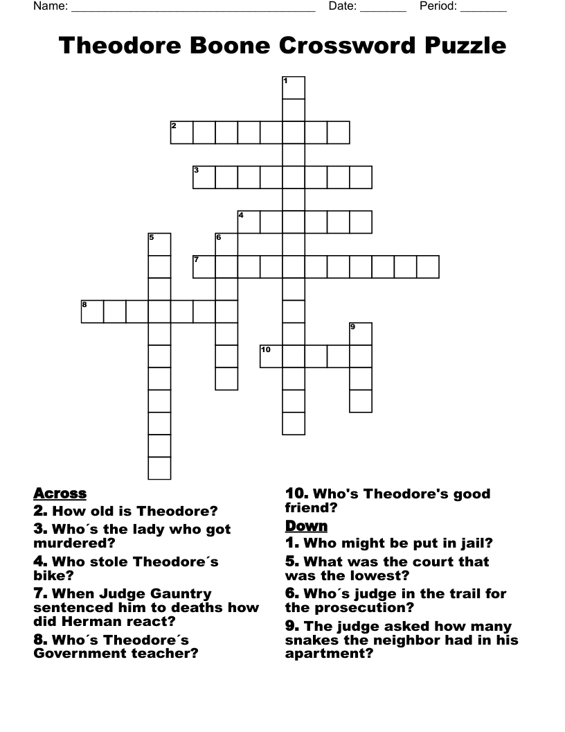 Theodore Boone Crossword Puzzle