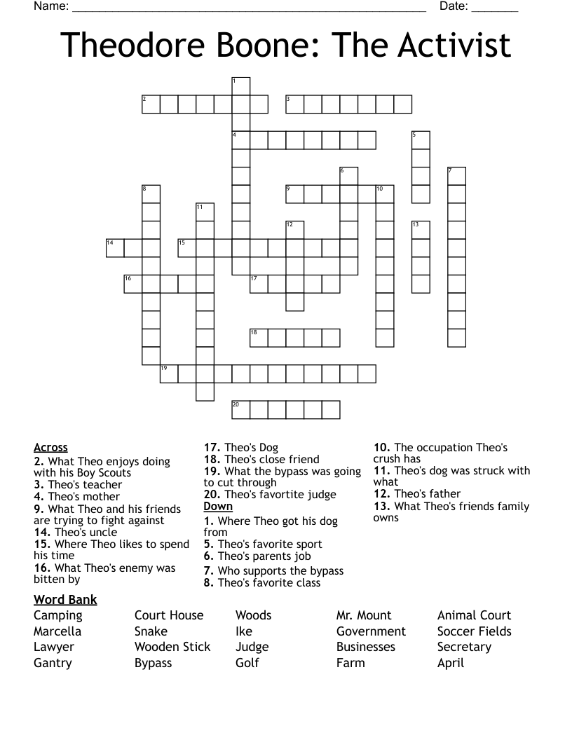 Theodore Boone: The Activist Crossword
