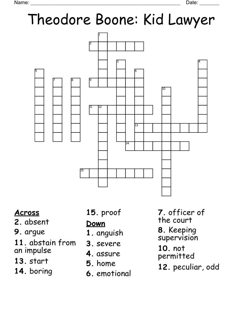 Theodore Boone:  Kid Lawyer Crossword