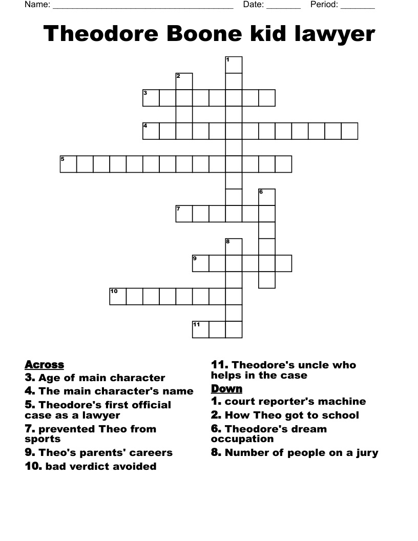 Theodore Boone kid lawyer Crossword
