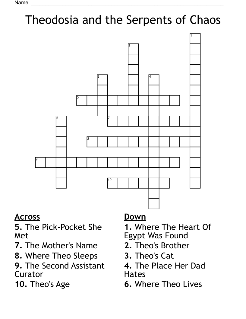 Theodosia and the Serpents of Chaos Crossword