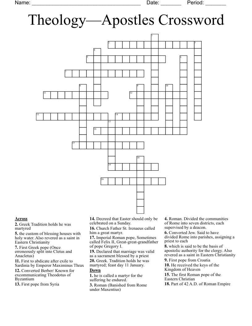 Theology—Apostles Crossword 