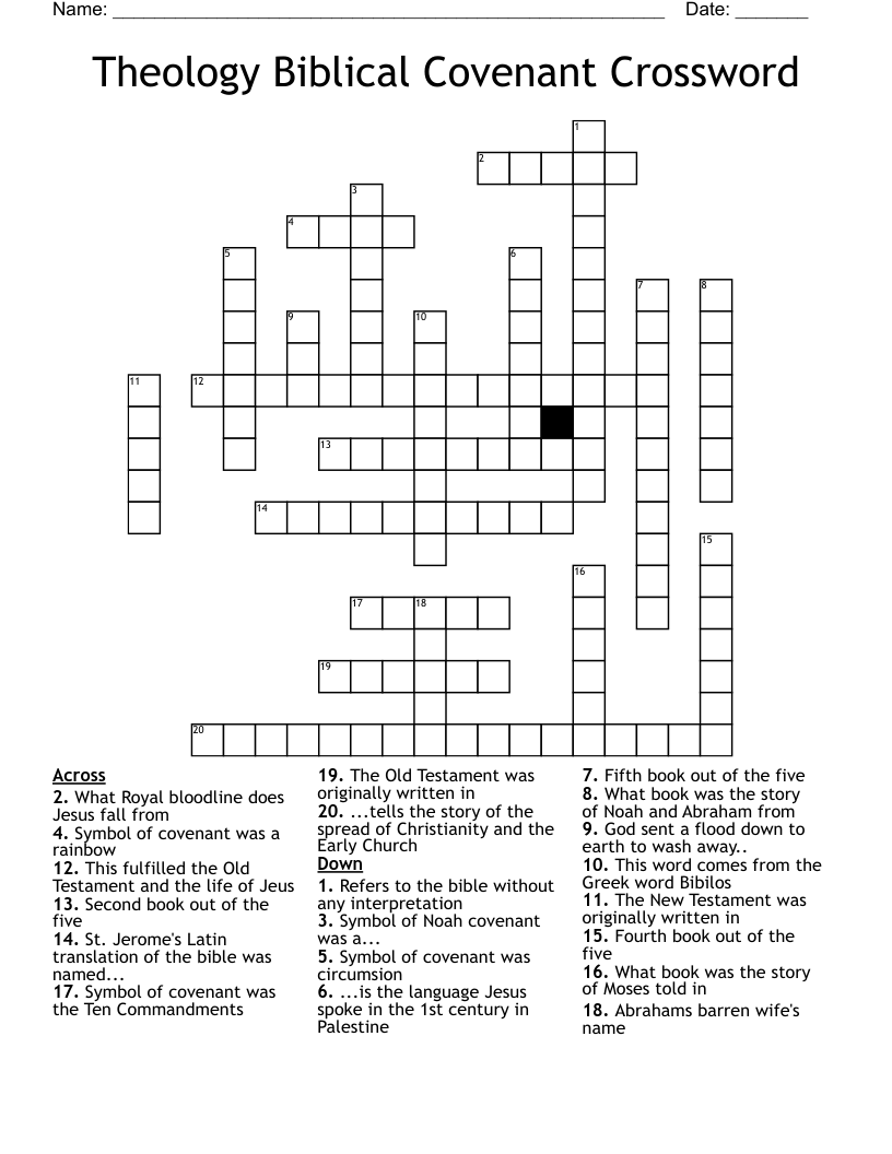 Theology Biblical Covenant Crossword
