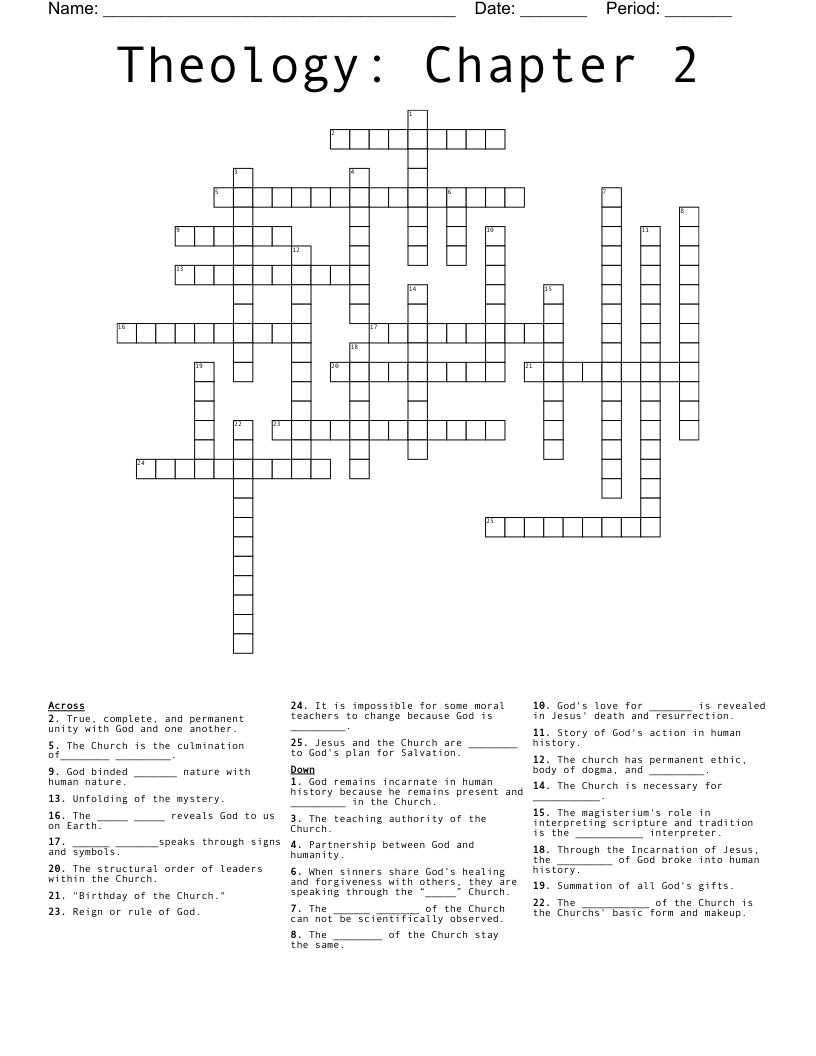 Theology: Chapter 2 Crossword