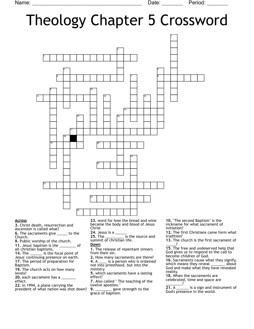 Theology Chapter 5 Crossword