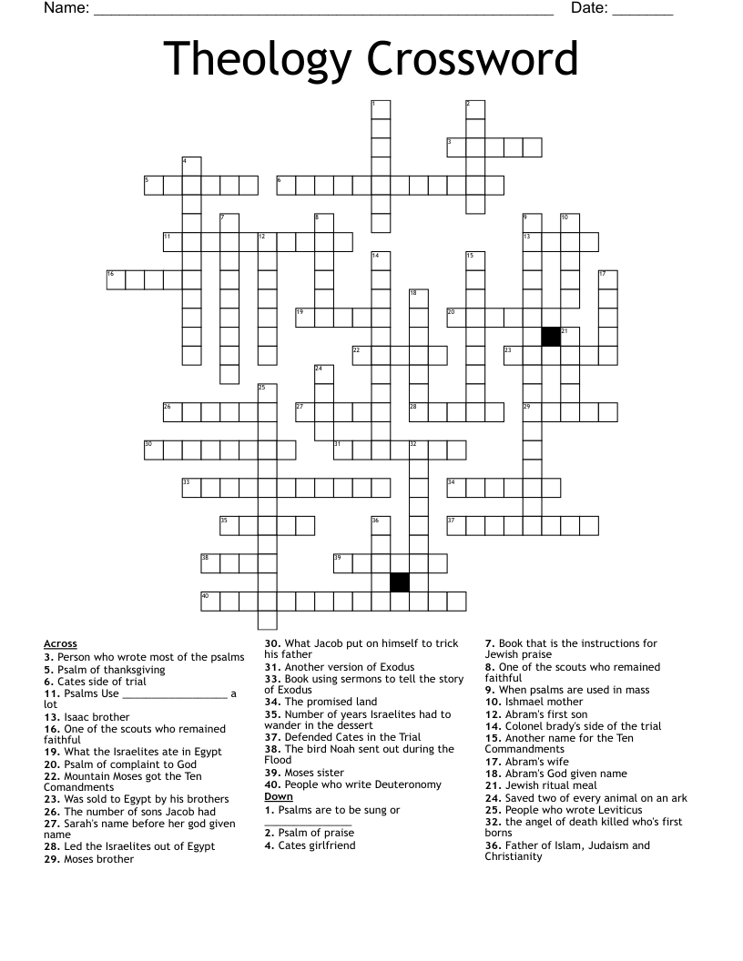 Theology Crossword