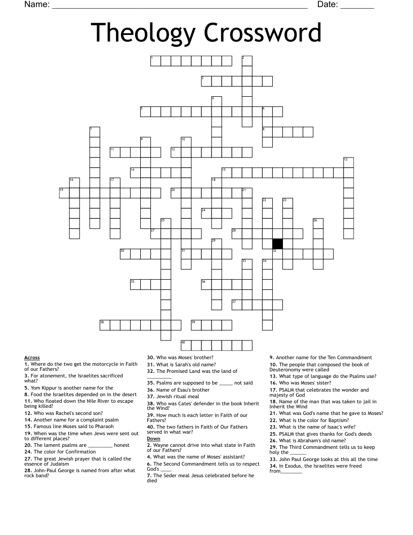Theology Crossword