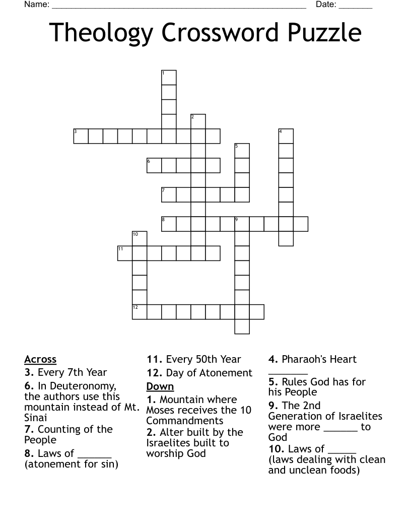 Theology Crossword Puzzle