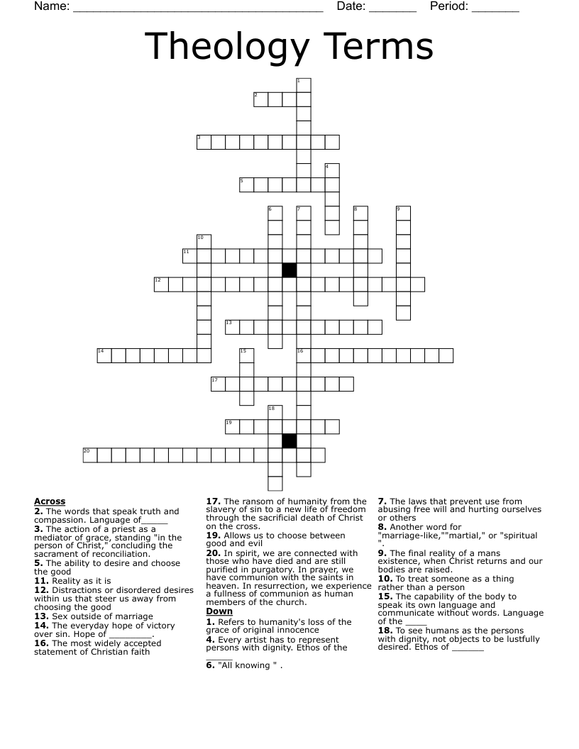 Theology Terms Crossword