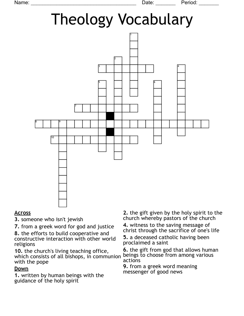 Theology Vocabulary Crossword
