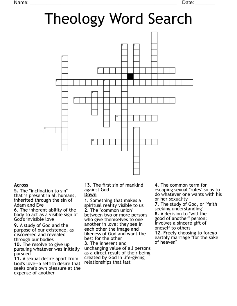 Theology Word Search Crossword