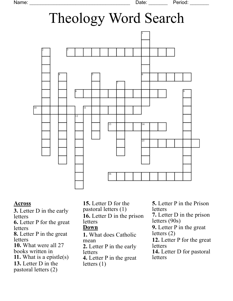 Theology Word Search  Crossword